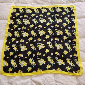 Silk Scarf Black Yellow Floral